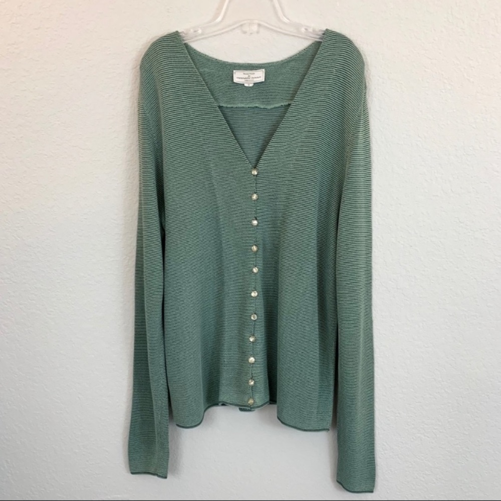 French Rags Vintage Green Cardigan Sweater